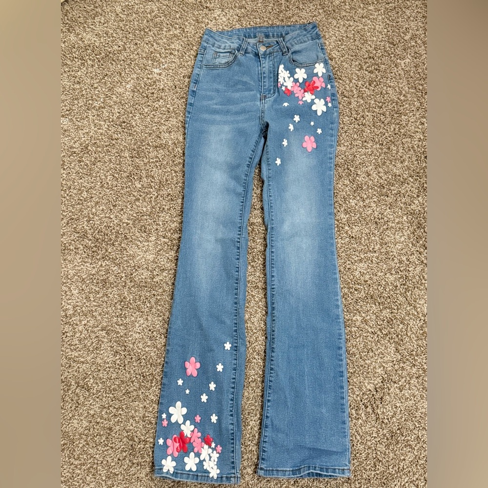 Floral Blue Jeans